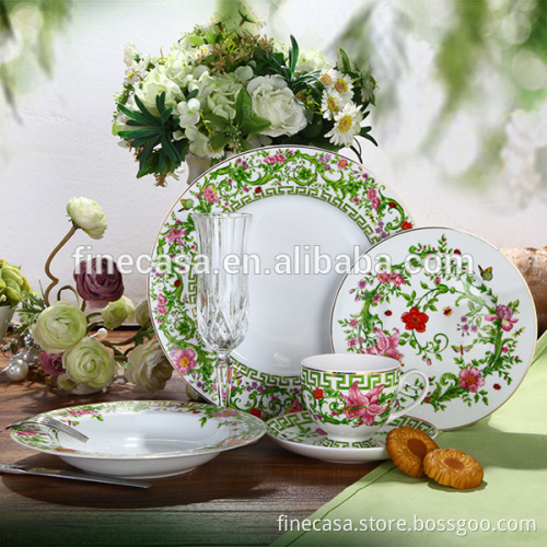 20 Pieces Elegant Fine Hyper White Porcelain Table Set Of In April